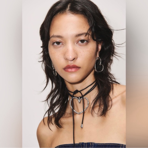 NWT Zara Silver Color Heart Earrings - Picture 4 of 8